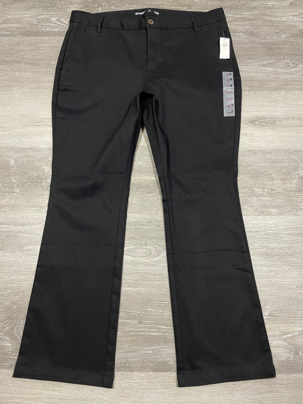 NWT Old Navy Black High Rise Flare Straight Leg Pants Size 14 Petite